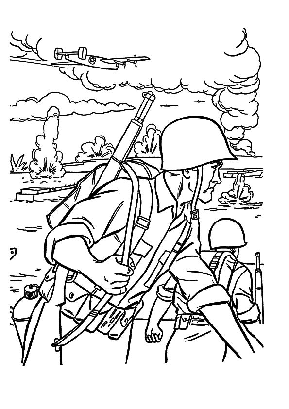 Plansa de colorat cu Militar 58 54